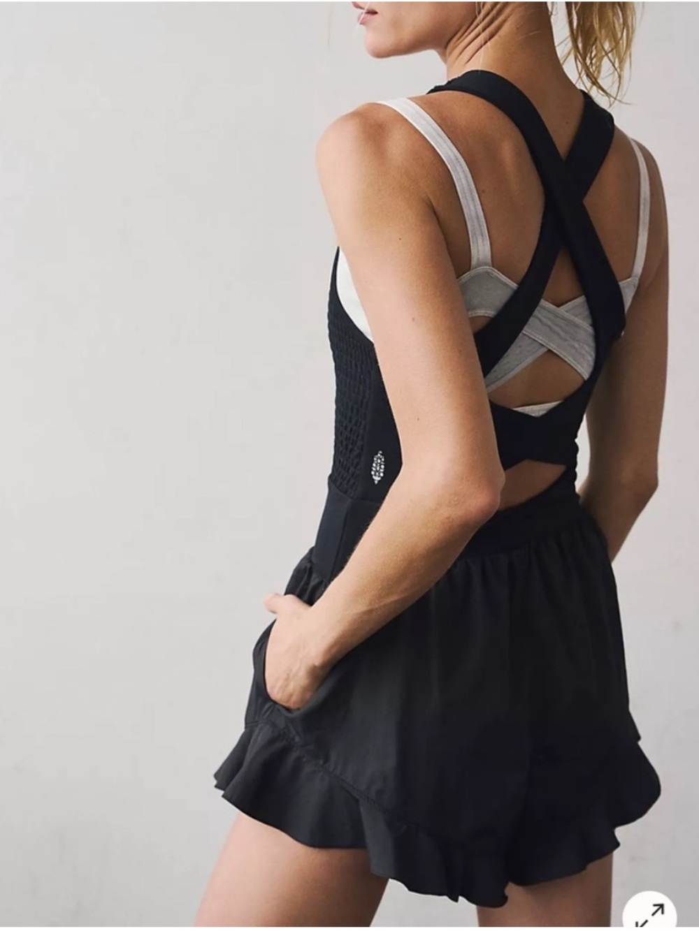 Free People Movement Breathless Shorties Onesie Romper In Black NWT Size Medium - Picture 2 of 10